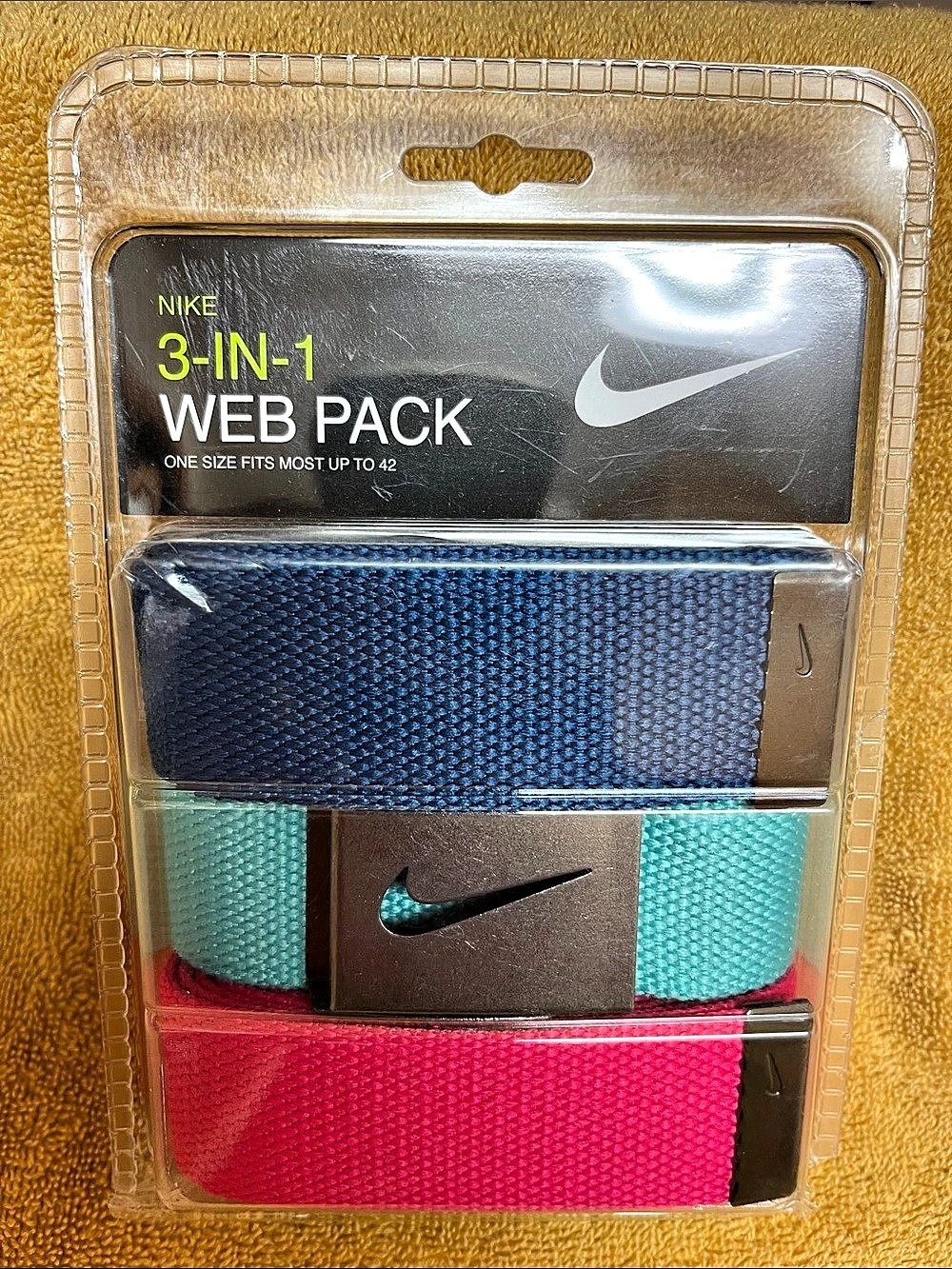 Nike 3-In-1 Web Pack 3-Pack Belts Blue & Green NWT